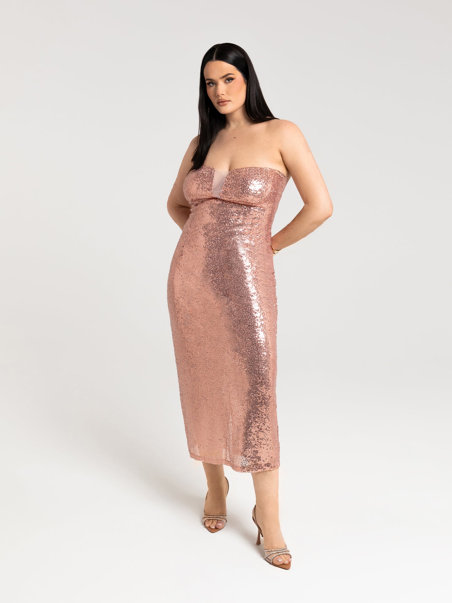 DENISE MIDI DRESS - CHAMPAGNE