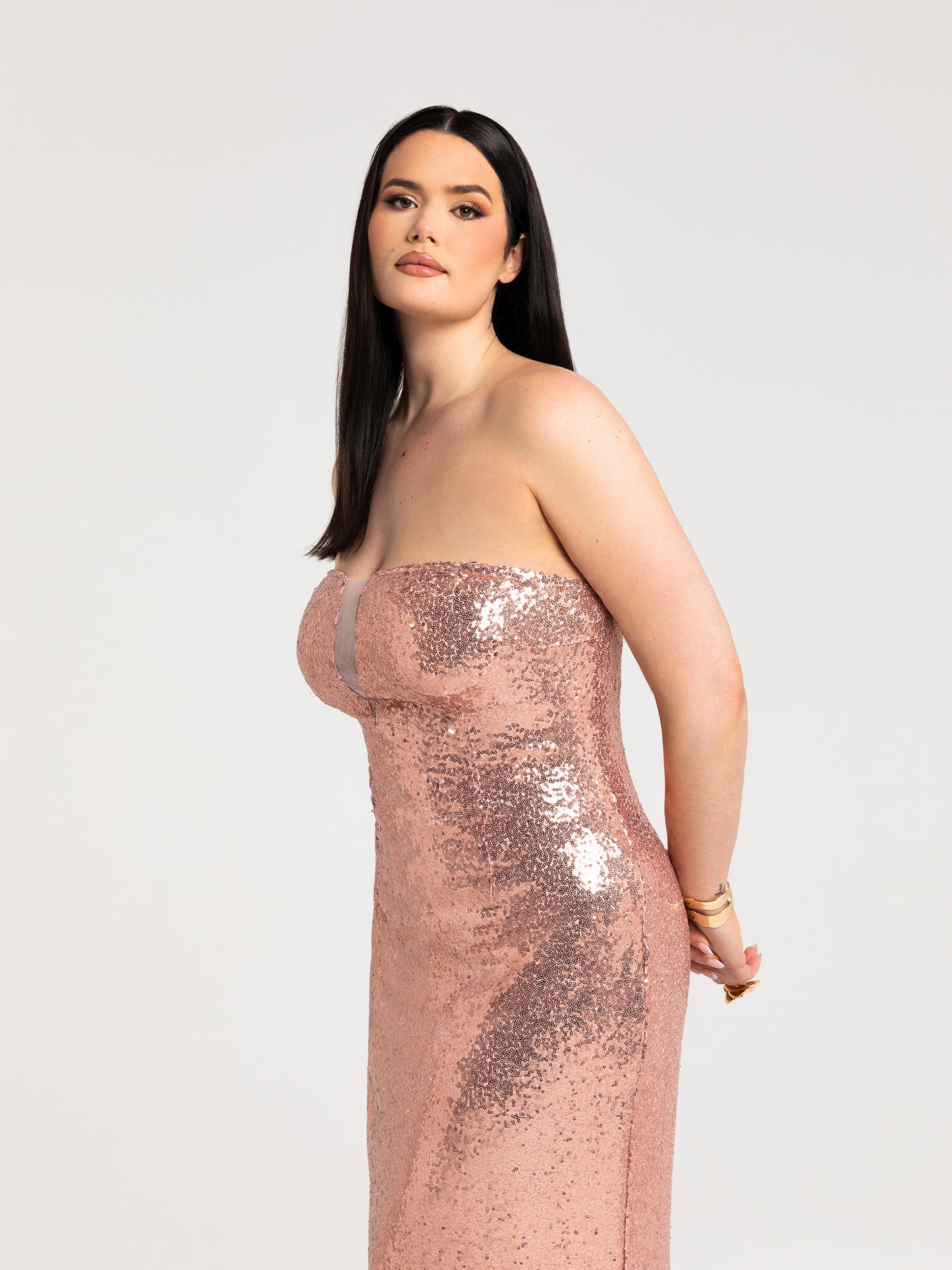 DENISE MIDI DRESS - CHAMPAGNE