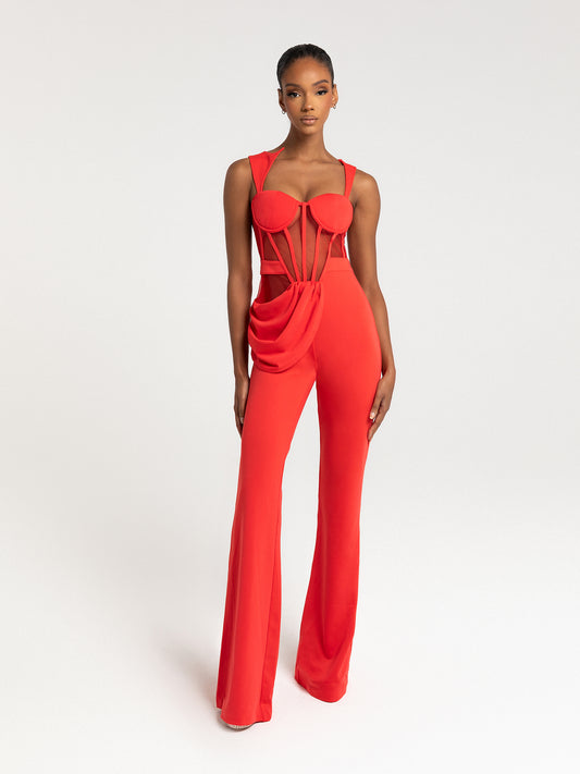 DONICA CORSET JUMPSUIT - COREL RED